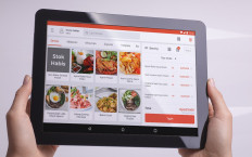 Point-of-sales app Qasir is run on a tablet computer.