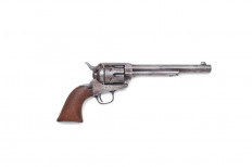 The Colt single action revolver used by Sheriff Pat Garrett to kill U.S. outlaw Billy the Kid in July 1881 in New Mexico is seen in an undated photo before an auction at Bonhams in Los Angeles, California, U.S. 