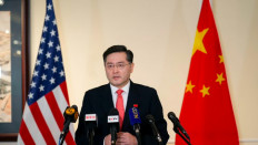 Chinese Ambassador to the United States Qin Gang delivers his remarks to the media upon his arrival in Washington on Ju;y 30, 2021.