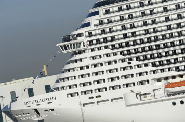 A picture taken on February 27, 2019 shows the MSC Bellissima cruise ship at 