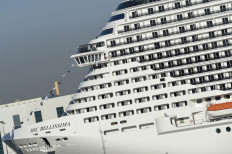 A picture taken on February 27, 2019 shows the MSC Bellissima cruise ship at 