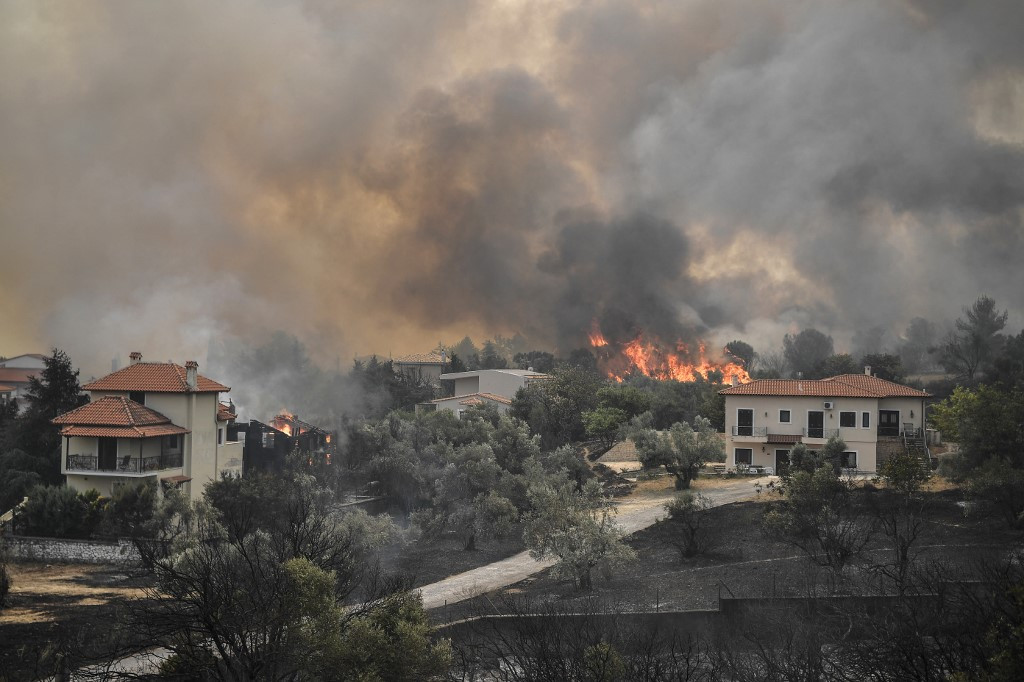 Hundreds flee, homes destroyed as forest fires ravage Greek island - PPC World - The Jakarta Post