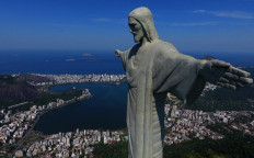 File photo taken on August 15, 2020, of a drone view of the Christ The Redeemer statue during the reopening day of touristic attractions, in Rio de Janeiro, Brazil, amid the COVID-19 novel coronavirus pandemic.