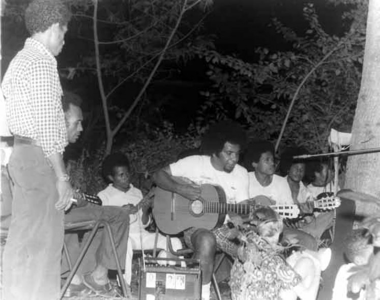 Mambesak performs in 1981. Arnold Ap (center, playing guitar) was the band’s leader and inspiration.