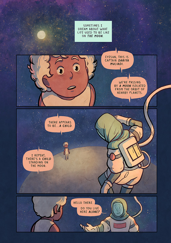 For the children: A page from 'Lunar Boy'.