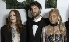 Julianne Moore, Ben Platt and Amandla Stenberg pose on the red carpet of Dear Evan Hansen which opens the 46th Toronto International Film Festival (TIFF) in Toronto, Ontario, Canada September 9, 2021 in a still image from video. 


