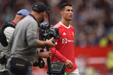 Manchester United's Portuguese striker Cristiano Ronaldo leaves after the English Premier League football match between Manchester United and Newcastle at Old Trafford in Manchester, north west England, on September 11, 2021. Manchester United won the game 4-1.
