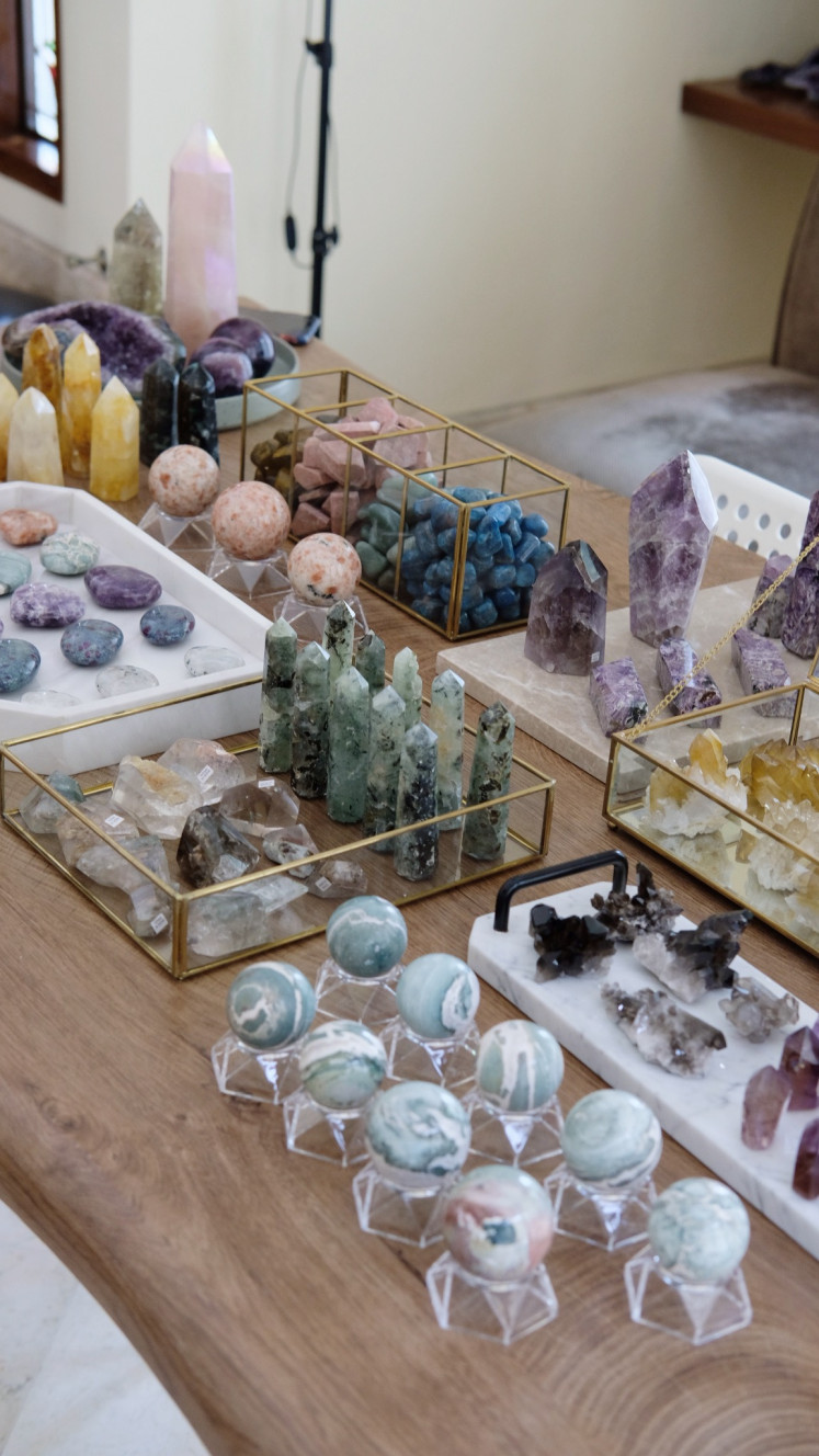 Magical display: Anindya Kanina Widyawan's crystals on display.(Courtesy of Anindya Kanina Widyawan).