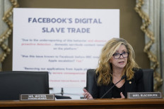 US Senator Marsha Blackburn (R-TN) speaks as Facebook Global Head of Safety Director, Antigone Davis, testifies before a hearing of the Senate Subcommittee on Consumer Protection, Product Safety, and Data Security to examine protecting children online, focusing on Facebook, Instagram, and mental health harms, on Capitol Hill in Washington, DC, September 30, 2021. 