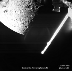 A handout photo made available by the European Space Agency on October 2, 2021 shows a view of Mercury captured on October 1, 2021 by the joint European-Japanese BepiColombo mission as the spacecraft flew past the planet for a gravity assist manoeuvre. 
