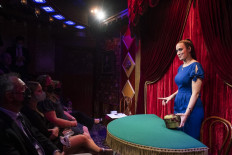 Magician Kayla Drescher performs at the Magic Castle, in Hollywood, California on October 13, 2021.