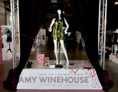 The dress worn by the late Amy Winehouse during her final performance on display at Julien's Auctions on November 01, 2021 in Beverly Hills, California. 

