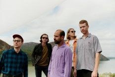Real Estate today: Alex Bleeker (center) and Martin Courtney (second from left) became friends in eighth grade over a mutual interest in guitar music. (Domino Records/Jake Michaels)