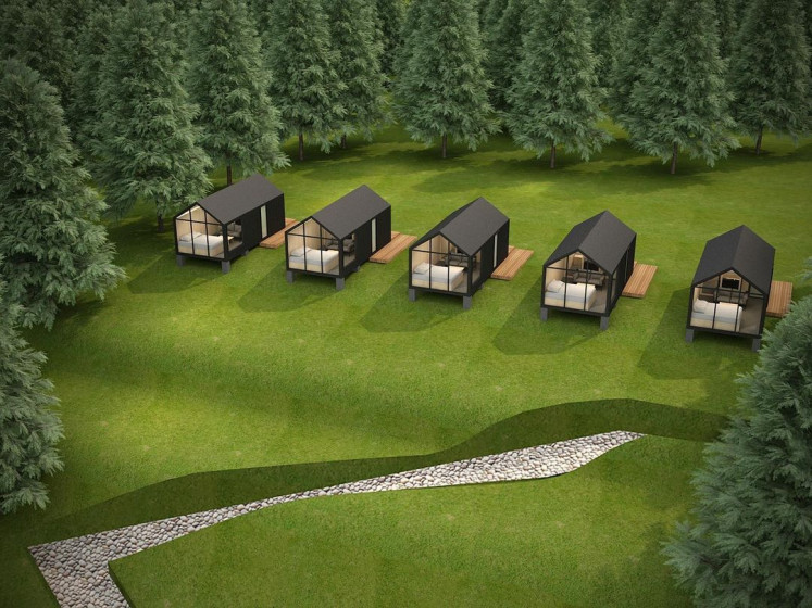 In the woods: A prototype of prefab cabins designed by Accossa. (Courtesy of Accossa)