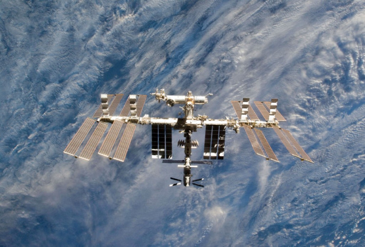 In this file photo taken on March 07, 2011 this NASA handout image shows a close-up view of the International Space Station is featured in this image photographed by an STS-133 crew member on space shuttle Discovery after the station and shuttle began their post-undocking relative separation. The United States said Monday it was investigating a 