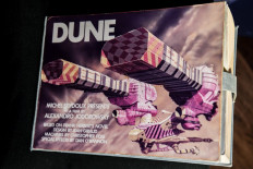One of the ten Alejandro Jodorowsky's epic 1970 Dune storyboard copies is displayed to the public three days before an auction at Christie's Paris gallery, on November 19, 2021.