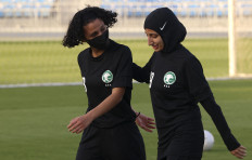 Players of the first Saudi Women's National Football Team, managed by veteran German Monika Staab, attend a training and show off their skills at Prince Faisal bin Fahad bin Abdulaziz stadium in Riyadh on November 2, 2021. Saudi Arabia's launch of its first women's football league on November 22 will open the door for hundreds of girls hoping to begin their professional careers -- and maybe one day take part in the Women's World Cup. The wealthy Gulf country, which lifted a ban on women's football only a few years ago, wants to strengthen its women's national team in the hopes of taking part in international tournaments.
