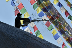 Nepal's biggest stupa turns to biodegradable prayer flags