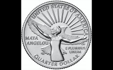 This handout photo provided by The United States Mint on January 10, 2022 shows the reverse (tails) quarter honoring Maya Angelou, designed by United States Mint Artistic Infusion Program (AIP) Artist Emily Damstra and sculpted by United States Mint Medallic Artist Craig A. Campbell.
