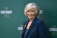 British actress Emma Thompson arrives on the green carpet to attend the inaugural Earthshot Prize awards ceremony at Alexandra Palace in London on October 17, 2021.