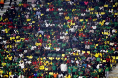 General view of Cameroon fans inside Stade d'Olembe stadium during the match between Cameroon and Comoros in the Round of 16 of Africa Cup of Nations soccer competition in Yaounde, Cameroon, on Jan. 24, 2022.  