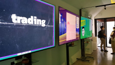 Digital art is displayed on Jan. 21, 2022 at Tokocrypto T-Hub in Badung, Bali.