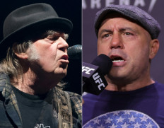 Truth icon: Neil Young (left) has demanded Spotify in an open letter to remove his music from the streaming platform, accusing it of spreading vaccine disinformation through its deal with popular podcaster Joe Rogan.