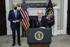 US President Joe Biden looks on as US Supreme Court Associate Justice Stephen Breyer speaks about his coming retirement in the Roosevelt Room of the White House on January 27, 2022 in Washington, DC. Appointed by President Bill Clinton, Breyer has been on the court since 1994. His retirement creates an opportunity for President Joe Biden, who has promised to nominate a Black woman for his first pick to the highest court in the country. 