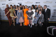 Reunion: Cast members, including Sarah Jessica Parker (fourth left), Kristin Davis (third left) and Cynthia Nixon (center), attend HBO Max's And Just Like That New York premiere at the Museum of Modern Art (MoMA) in New York City, the United States, on Dec. 9, 2021.