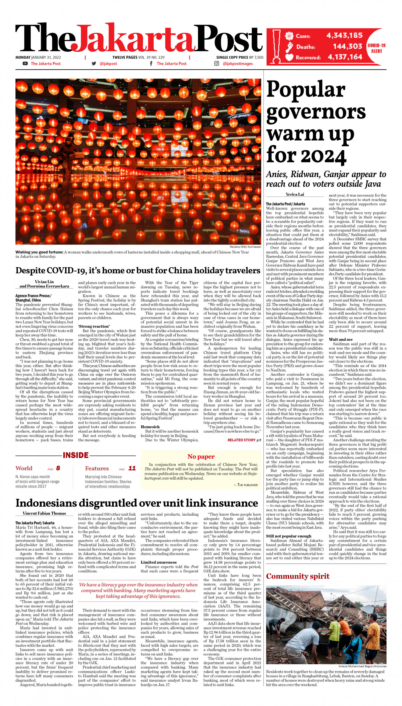 Frontpage - Mon, January 31, 2022 - The Jakarta Post