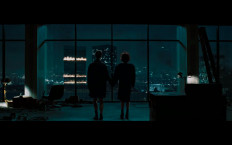 The original ending scene of David Fincher's cult classic Fight Club (1999) in which the characters played by Edward Norton and Helena Bonham Carter watch the collapsing buildings.