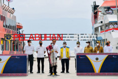 President Joko “Jokowi” Widodo inaugurates seven ferry ports and four ferries at Ajibata Port in Toba, North Sumatra, on Feb. 2, 2022.
