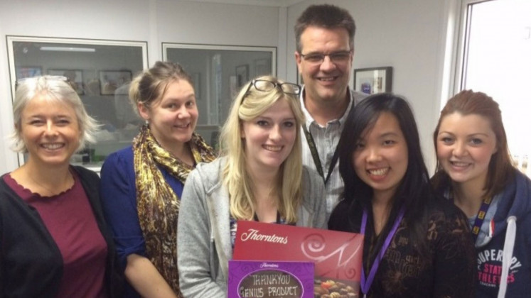  Mariella (second from right) poses with Genius Foods Products Team and Genius’ founder Lucinda (first from left) before returning to Indonesia.
