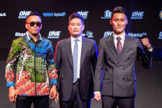 Local wisdom: Indonesian fighter Sunoto (left) attends the ONE: CENTURY official face-off before his fight against South Korean Kwon Won-Il in Tokyo, in 2019.