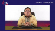 Lead cochair of Think-20 (T20) Bambang Brodjonegoro delivers his remarks via teleconference during the T20 Inception Conference on Feb. 9.