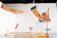 Through her art: The "Timur Merah Project: Tales of Nowhere", solo exhibition of Citra Sasmita at Museum Macan Jakarta 2020. Citra Sasmita draws Tantri stories, an old Balinese fable to voice feminism. (Courtesy of Citra Sasmita)
