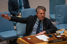 Sergiy Kyslytsya, Permanent Representative of Ukraine to the United Nations, speaks during United Nations Security Council meeting at United Nations headquarters on February 25, 2022 in New York City. The United Nations Security Council voted on a resolution condemning Russia after President Vladimir Putin began a large-scale invasion on Ukraine. 