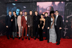 Star-studded: John Turturro, Colin Farrell, Peter Sarsgaard, Jeffrey Wright, Paul Dano, Robert Pattinson, Zoe Kravitz, Andy Serkis, Jayme Lawson, and Dylan Clark attend The Batman World Premiere on March 1, in New York City, New York, the United States. 