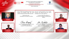 Representatives of the Investment Coordinating Board (BKPM) and SwissCham Indonesia and the Swiss-Indonesian Chamber of Commerce (SwissCham Indonesia) sign a digital memorandum of understanding on trade and investment during an online event on March 15, 2022.