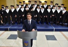 Ukrainian comic actor, showman and presidential candidate Volodymyr Zelensky takes part in the shooting of the television series 