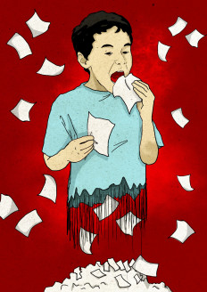 Disorder:  A video of a toddler eating paper has spurred an investigation by the Indonesian Child Protection Commission (KPAI).