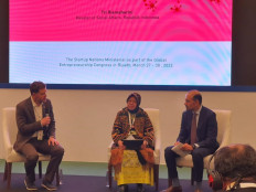 Social Affairs Minister Tri “Risma” Rismaharini showcases the Indonesian government’s innovations in empowering vulnerable communities at the Global Entrepreneurship Congress (GEC) in Riyadh, the Kingdom of Saudi Arabia.  