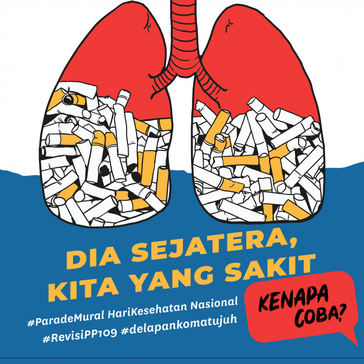 Awareness: 'Dia Sejahtera Kita Yang Sakit,' ('They Are Wealthy while We Are Sick') is one of the 1,000 murals designed by members of Pemuda Penggerak Perubahan, Youth for Change. (Courtesy of Yayasan Lentera Anak)