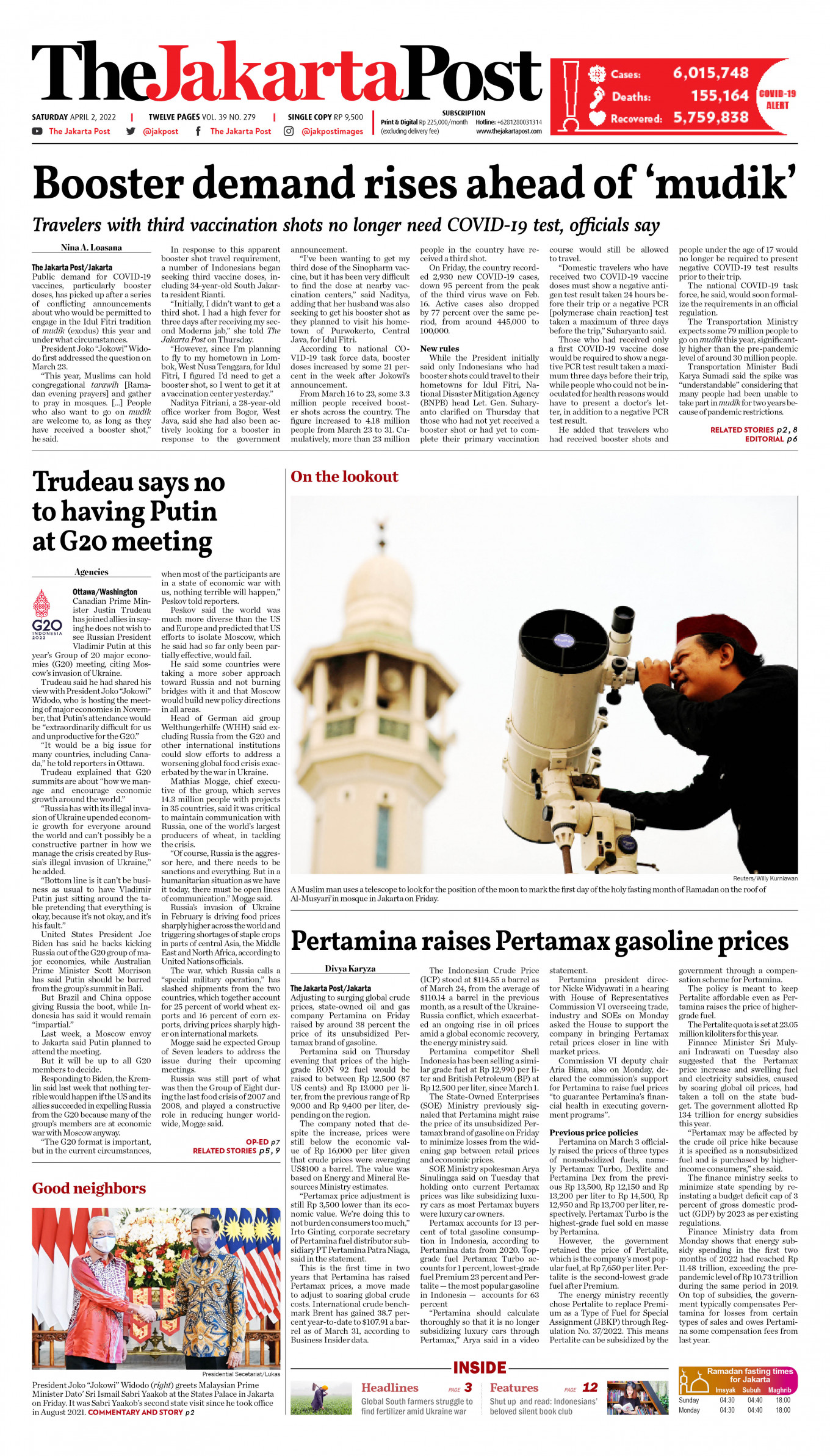 Frontpage - Sat, April 2, 2022 - The Jakarta Post