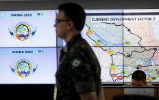 Brazilian military personnel take part in the Viking 22 exercises at the Planalto Military Command in Brasília, on April 5, 2022.