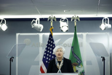  US Treasury Secretary Janet Yellen addresses an Atlantic Council Front Page event on April 13, 2022 in Washington, DC. Ahead of next week's World Bank and IMF annual meetings in Washington, Yellen discussed the global economy in the wake of Russia's invasion of Ukraine and the need for greater cooperation