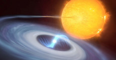 Light-years away: This artist's impression shows a binary system, a white dwarf and a low-mass normal star sharing an orbit, which provides the conditions necessary for micronovae to occur.