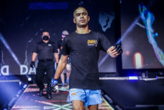 Danial Williams walks into the Circle ahead of his fight against Namiki Kawahara at ONE 156 in Singapore Indoor Stadium.