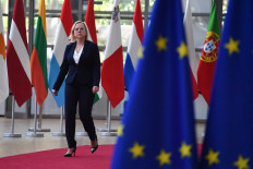 Poland’s Minister of Climate and Environment Anna Moskwa arrives for the Special European Energy Ministers Council on the Russian gas and petrol crisis at the EU headquarters in Brussels on May 2, 2022.
