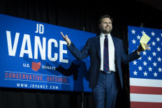Republican US Senate candidate J.D. Vance arrives onstage after winning the primary, at an election night event at Duke Energy Convention Center on May 3, 2022 in Cincinnati, Ohio. Vance, who was endorsed by former President Donald Trump, narrowly won over former state Treasurer Josh Mandel, according to published reports.